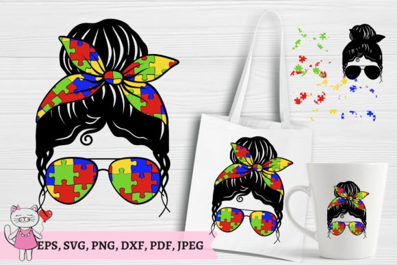 Autism Mom Life Mom Bun Svg: Graphics & Crafts Asset