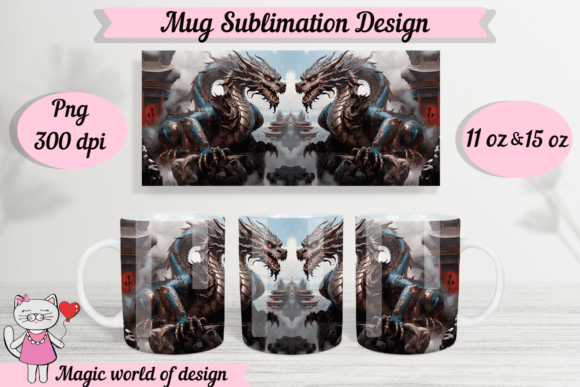 Chinese Dragon Mug Sublimation 11oz 15 Graphics for Crafts