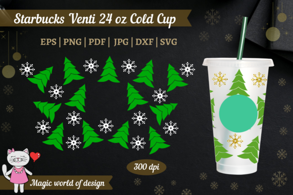 Christmas Trees Starbuck Cold Cup 24 Oz Graphics Tumbler Wraps