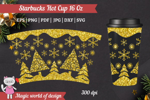 Christmas Winter Forest Starbucks Hot Cup Graphics & Tumbler Wraps