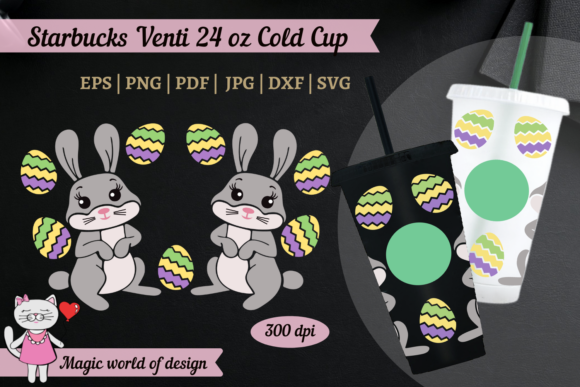 Cute Easter Bunny Eggs Starbucks 24 Oz Graphics & Tumbler Wraps