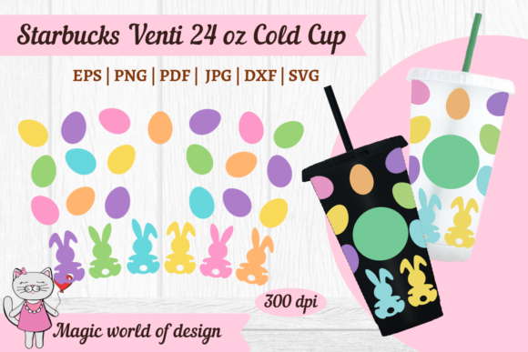 Easter Bunny Eggs Starbucks 24 Oz Graphics for Tumbler Wraps