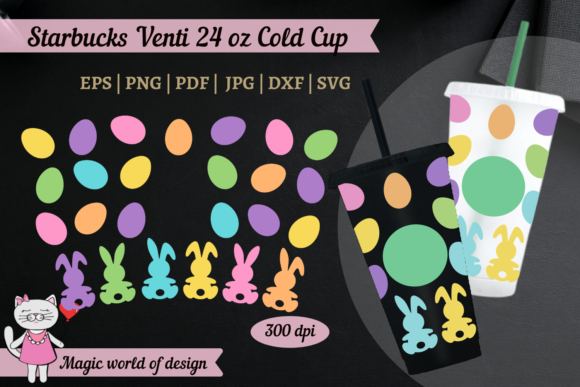 Easter Bunny with Eggs Svg Starbucks 24 In Real Stitching