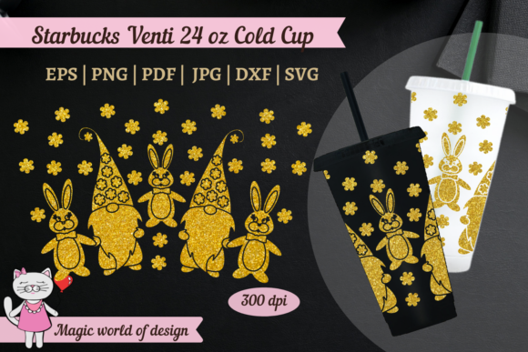 Easter Gnomes Silhouette Svg Starbucks Graphics & Tumbler Wraps