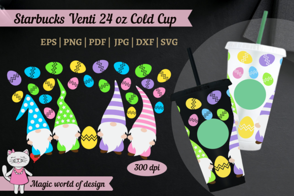 Easter Gnomes with Eggs Starbucks 24oz: Graphics for Tumbler Wraps