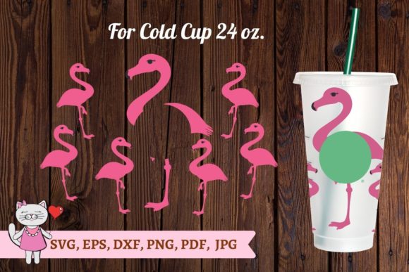 Floral Flamingo Starbuck Cup Graphics & Tumbler Wraps