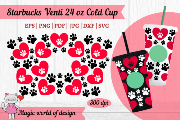 Full Wrap Dog Mom Paw Print: Graphics for Tumbler Wraps