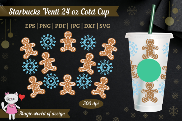 Gingerbread Snowflakes Full Wrap Starbucks Graphics & Tumbler Wraps