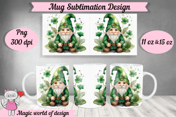 Gnome Shamrock Mug Graphics for Sublimation Crafts