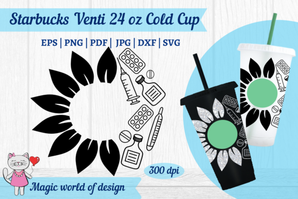 Half Sunflower Nurse SVG for Tumbler Wraps & Graphics
