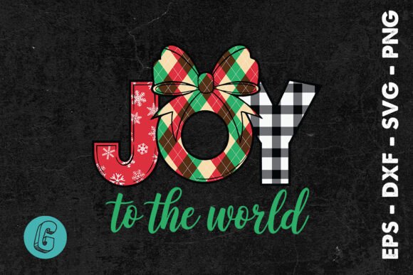 Joy to the World Christmas Plaid SVG Graphics & Print Templates