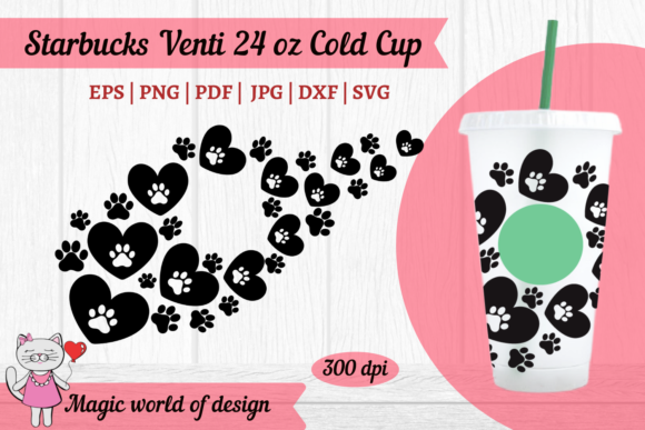 Paw Print Design for Starbucks Cold Cup: Graphics & Tumbler Wraps