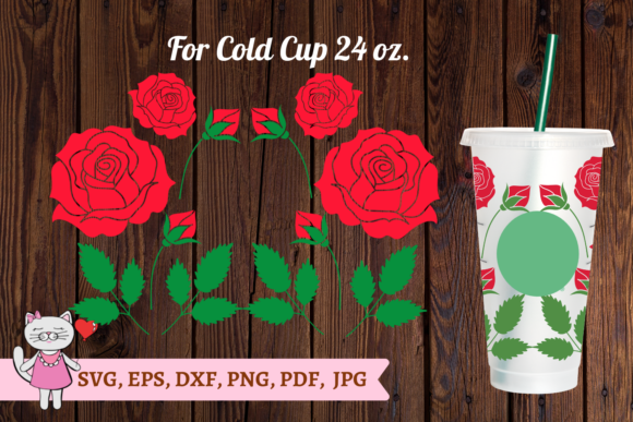 Rose SVG for Starbucks Cold Cup – Tumbler Wrap Graphics