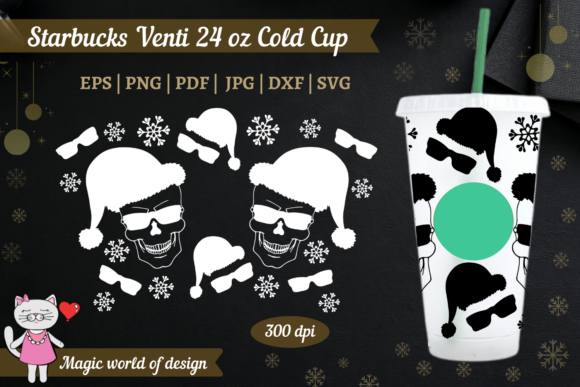 Santa Skull Silhouette Svg for Starbucks