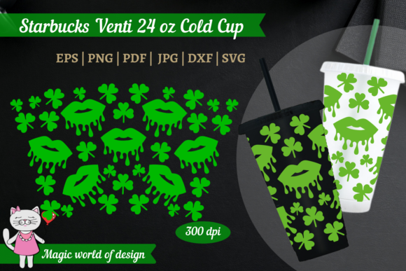 St Patricks Day Dripping Lips Tumbler Wrap Graphics
