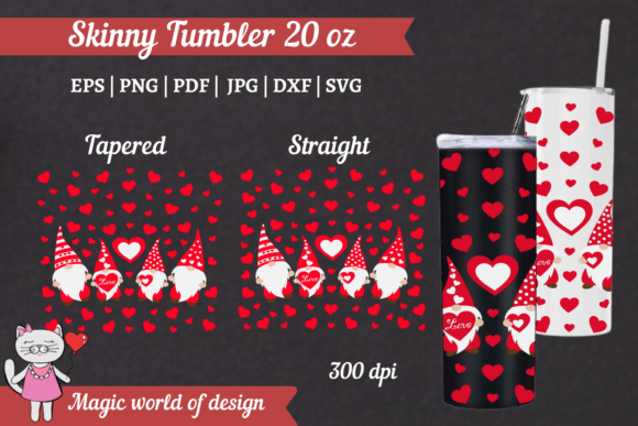 Valentine Gnome Svg: Skinny Tumbler Wrap Graphics