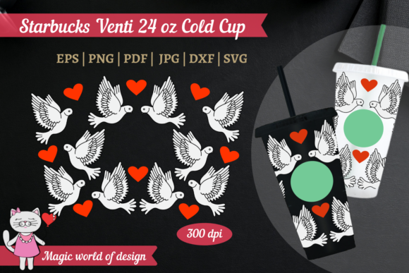 Wedding White Dove SVG for Starbucks 24 Tumbler Wrap Graphics